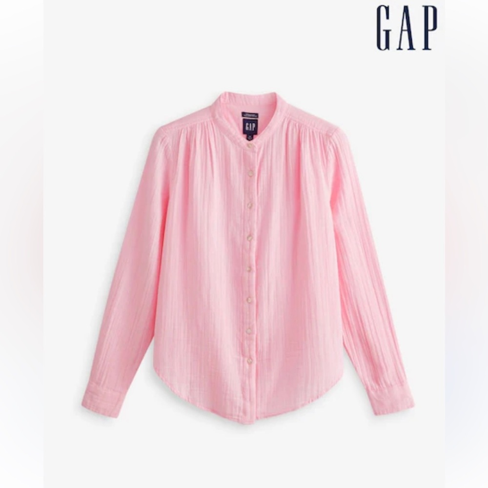 GAP Light Pink Crinkle Gauze Shirt